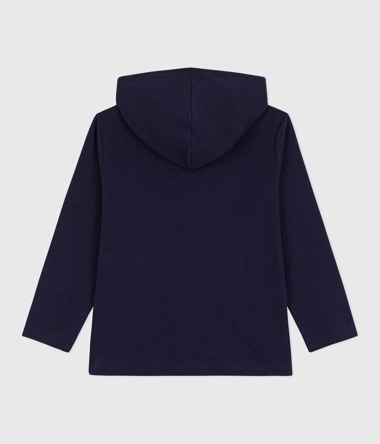 Children's plain zip-up cotton hoodie blue
