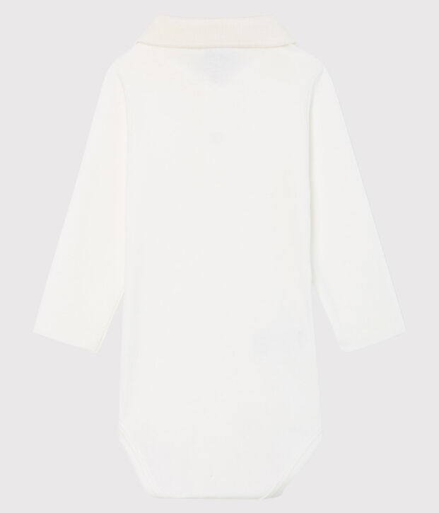 Baby Boys' Long-Sleeved Polo Shirt with Collar white