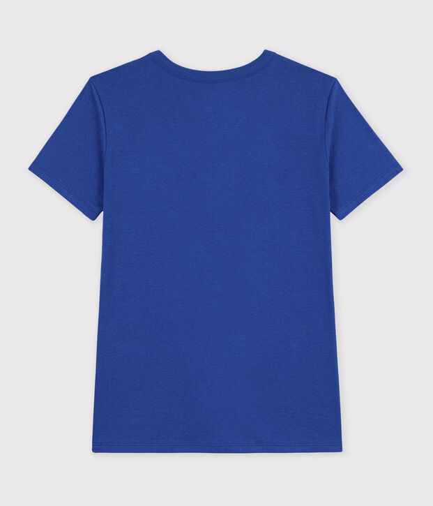 Women's short-sleeved plain cotton T-shirt blue