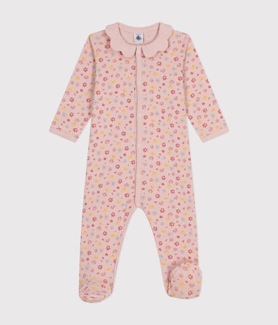 Babies' Floral Print Cotton Pyjamas SALINE pink/MULTICO white