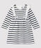 Baby girl's long-sleeved dress MARSHMALLOW white/SMOKING blue