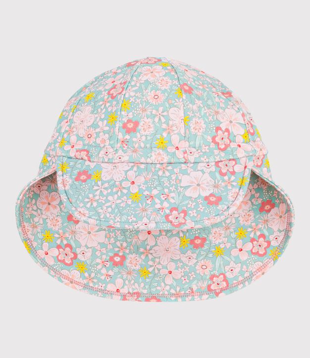 Babies' UV protection cap with a floral print blue/multicolor