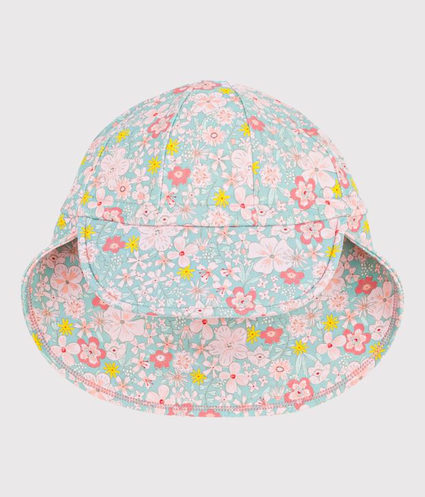 Babies' UV protection cap with a floral print blue/multicolor
