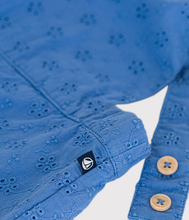 Babies' English embroidery Dungaree Shorts blue