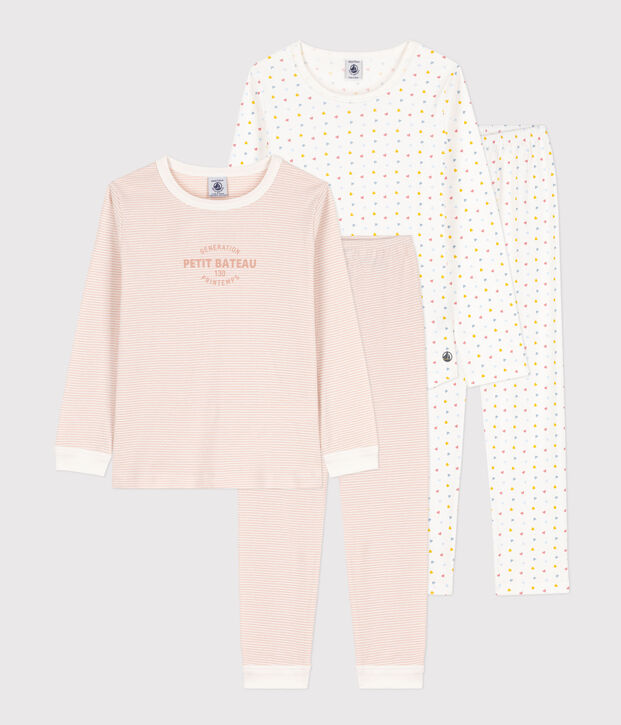 Girls' Small Heart Pattern Cotton Pyjamas - 2-Pack multicolor