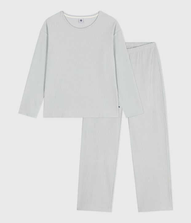 Women's straight-leg plain velour pyjamas blue