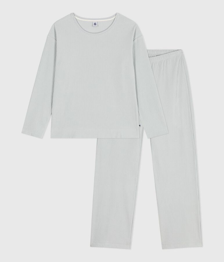 Women's straight-leg plain velour pyjamas blue