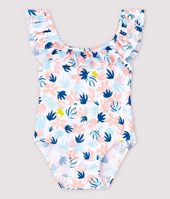 Baby Girls' Eco-Friendly Swimsuit MARSHMALLOW white/MULTICO white