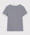 Women's short-sleeved stripy cotton T-shirt blue/white