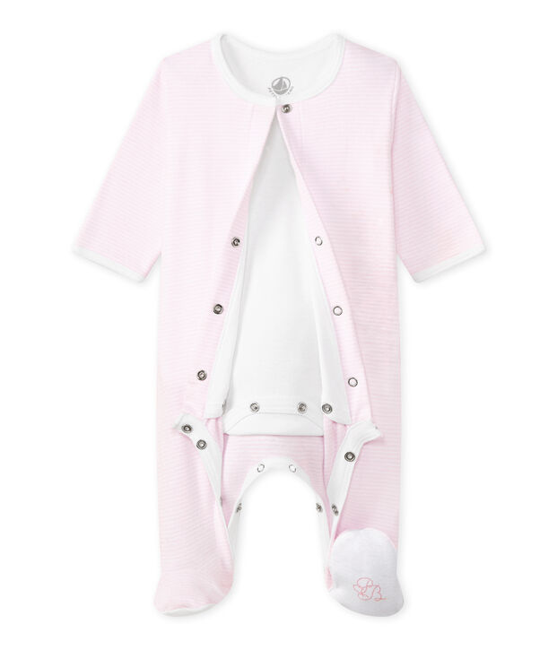 Unisex baby bodyjama pink/white