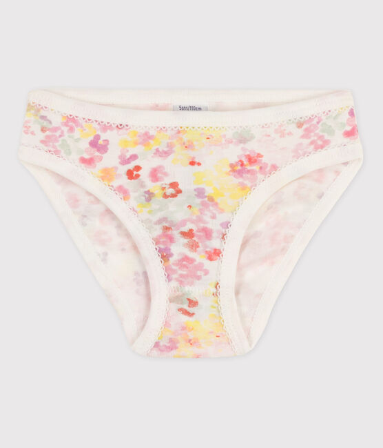 Girls' Cotton Briefs MARSHMALLOW white/ROSE pink/MULTICO