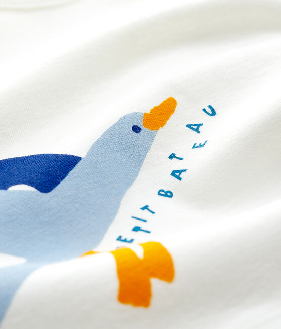 Baby Boys' Short-Sleeved Ribbed T-Shirt MARSHMALLOW white