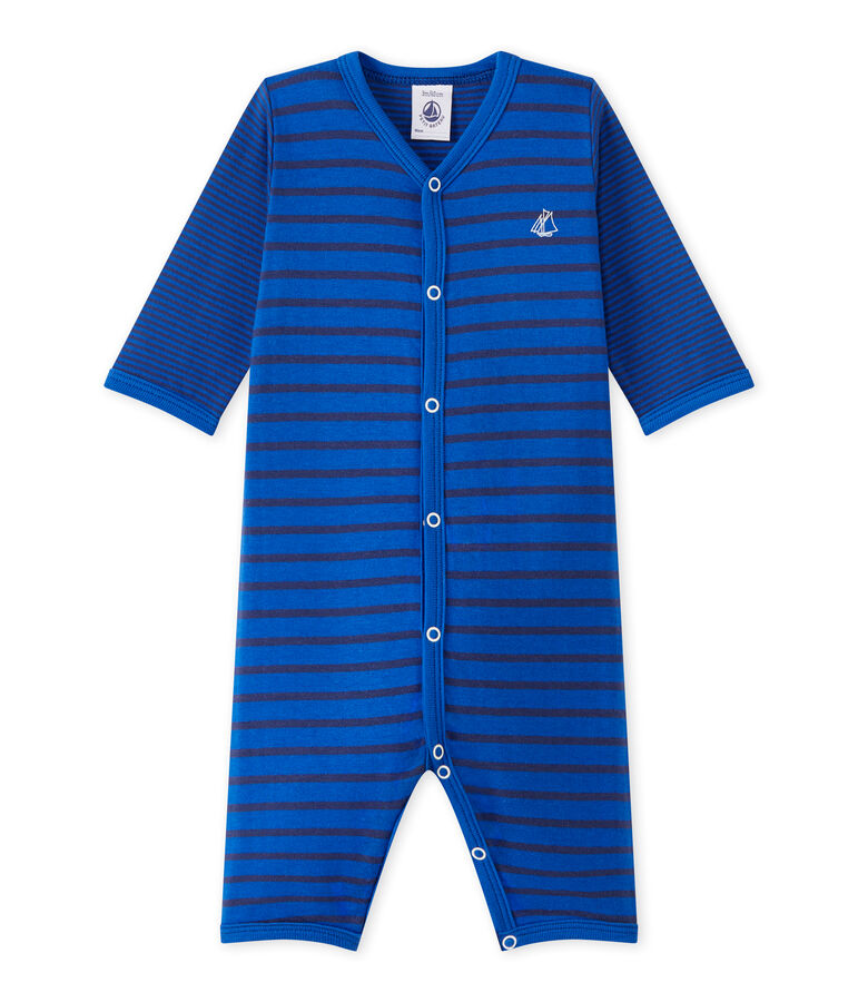 Baby boy's footless sleepsuit blue/blue