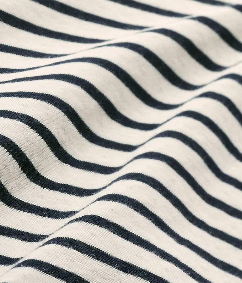 Girl's striped double knit dress white/blue