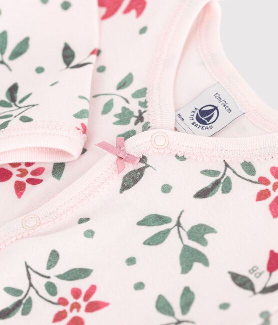 Babies' footless floral cotton pyjama suit FLEUR pink/MULTICO white