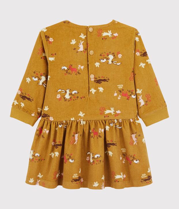 Babies' Velour Dress yellow/multicolor