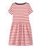 Girl's striped dress MARSHMALLOW white/TERKUIT red