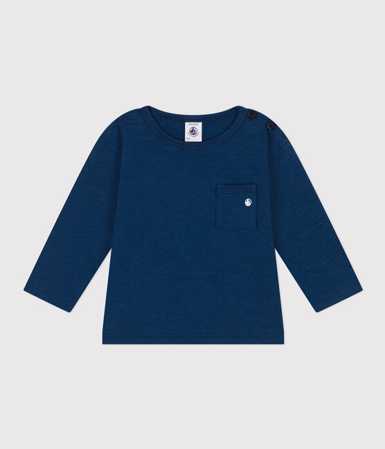 Babies' Long-Sleeved Slub Jersey T-Shirt INCOGNITO blue