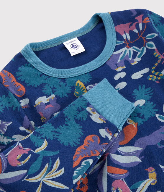 Boys' Jungle Print Tube Knit Pyjamas MEDIEVAL blue/MULTICO white
