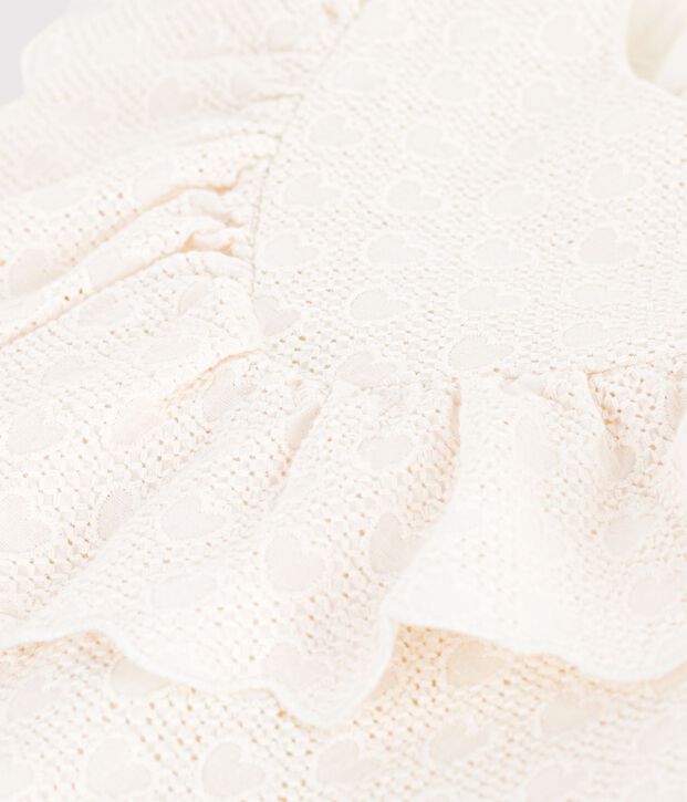 Children's short-sleeved heart-patterned cotton dress white