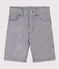 Boys' Stripy Cotton Bermuda Shorts MEDIEVAL blue/MARSHMALLOW white
