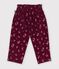 Babies' corduroy trousers printed with flowers red/multicolor