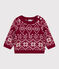 Babies' patterned wool and cotton jumper AMARANTE red/AVALANCHE