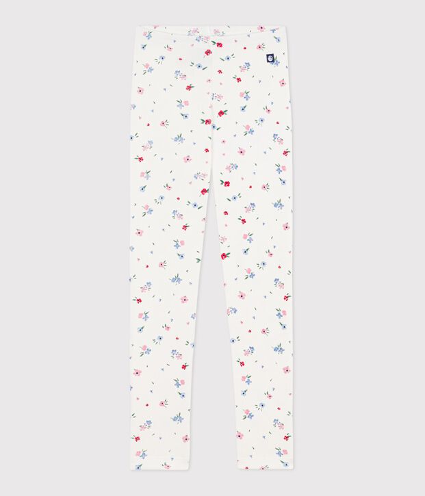Children's floral print cotton leggings white/multicolor