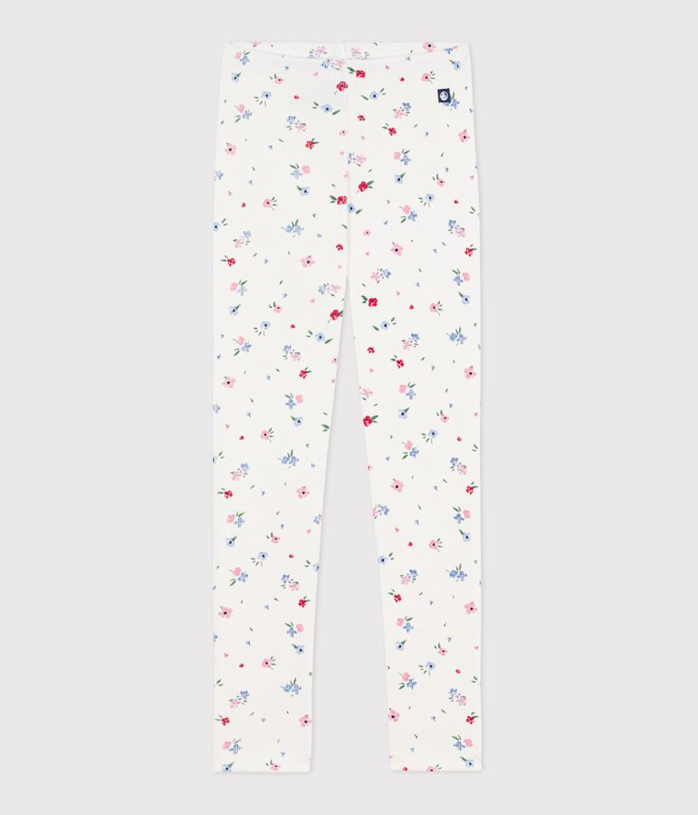 Children's floral print cotton leggings white/multicolor