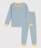 Children's Unisex Pinstriped Cotton Pyjamas ROVER blue/MARSHMALLOW white