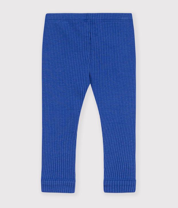 Babies' plain cotton leggings blue