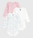 Pack of long sleeved apple-print cotton bodies for babies