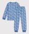 Children's pyjamas in fleece printed with whales blue/white