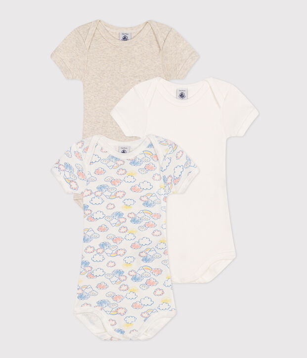Babies' Rainbow Short-sleeved Cotton Bodysuits - 3-Pack multicolor
