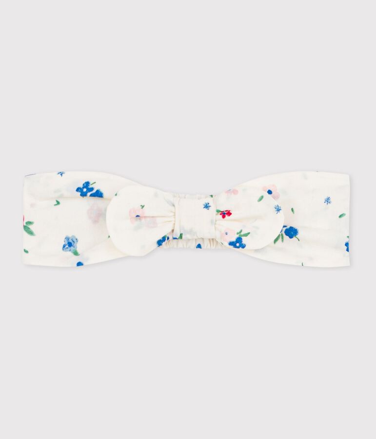 Baby girls' hairband in floral-print poplin MARSHMALLOW white/MULTICO white