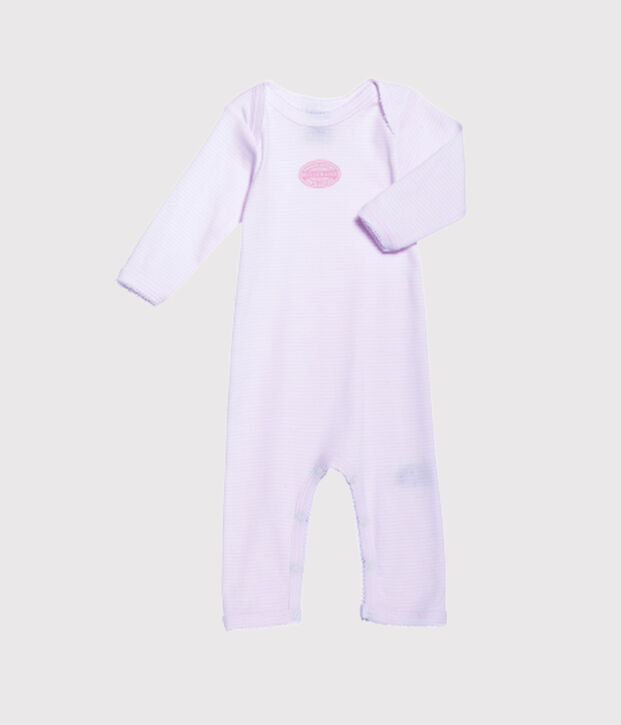 Baby girl long-legged bodysuit in milleraies stripe pink/white