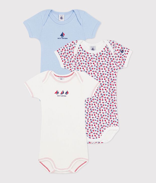Babies' short-sleeved cotton bodysuits - 3-pack multicolor