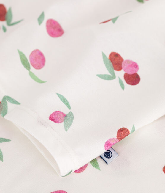 Children's short fruit print cotton pyjamas MARSHMALLOW white/MULTICO white