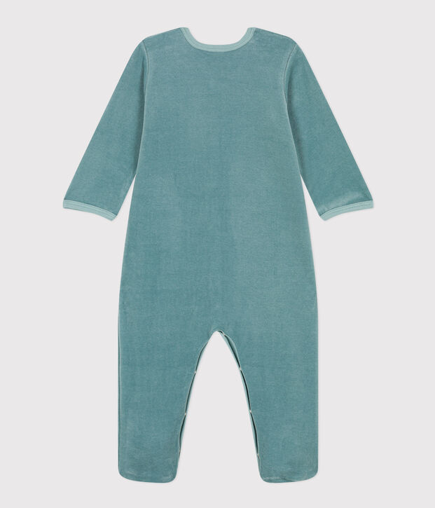 Babies' Bear Patterned Velour Pyjamas green