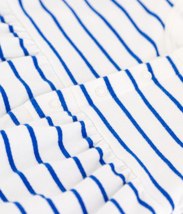 Babies' Fleece Dress/Bodysuit white/blue