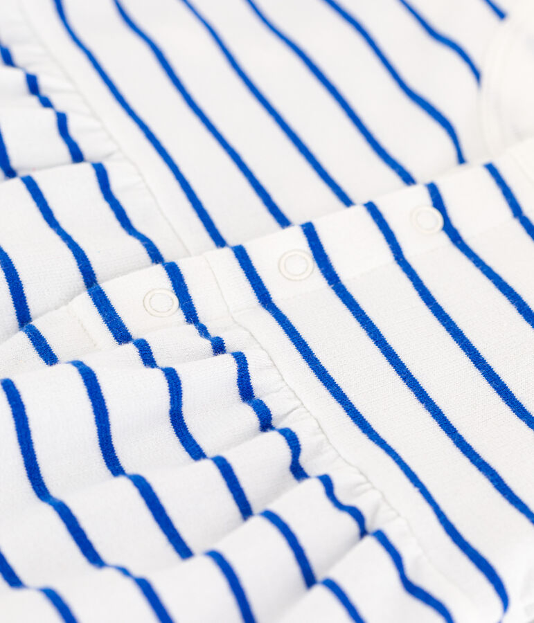 Babies' Fleece Dress/Bodysuit white/blue