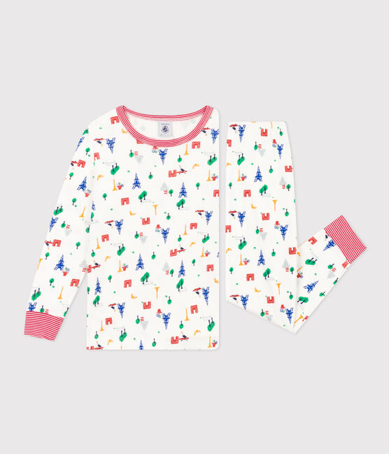 Children's Paris Print Cotton Pyjamas MARSHMALLOW white/MEDIEVAL blue/MULTICO