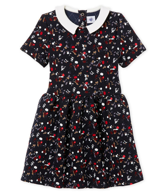 Girl's short sleeved dress SMOKING blue/MULTICO white