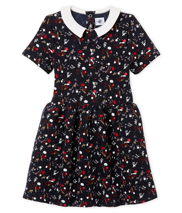 Girl's short sleeved dress blue/multicolor