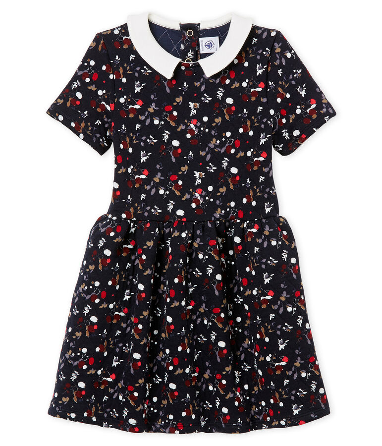 Girl's short sleeved dress blue/multicolor
