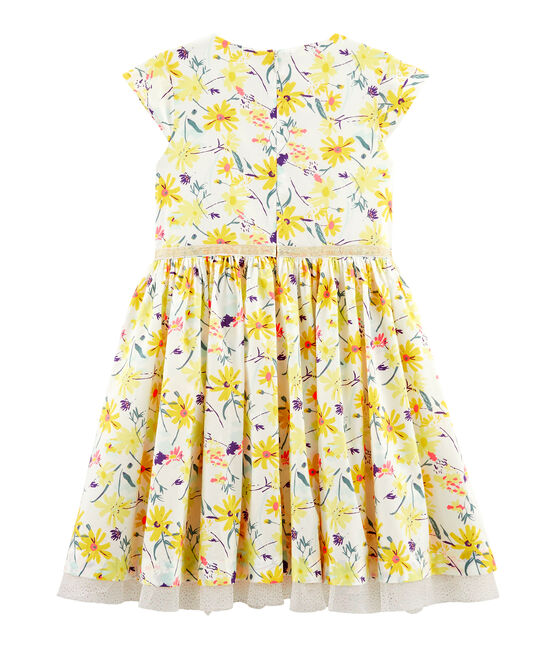 Girls' Short-Sleeved Dress MARSHMALLOW white/MULTICO white