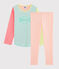Girls' Ribbed Pyjamas MARSHMALLOW white/MULTICO white