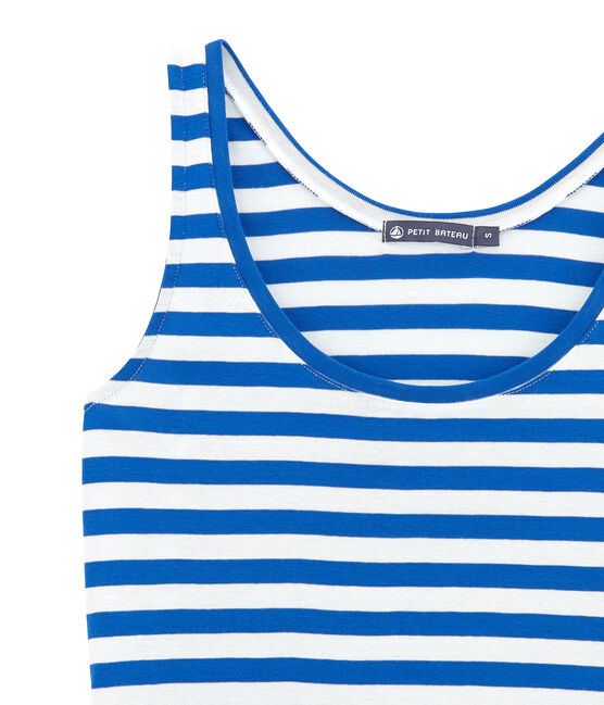 Women's dress PERSE blue/MARSHMALLOW white