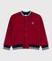 Children's varsity-style jacket in plain cotton and sherpa AMARANTE