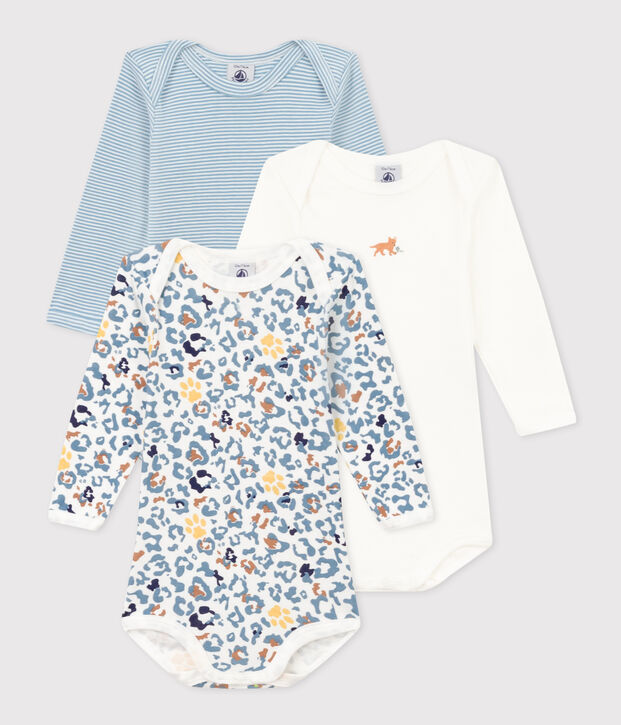 Babies' Long-Sleeved Cotton Bodysuits - 3-Pack multicolor